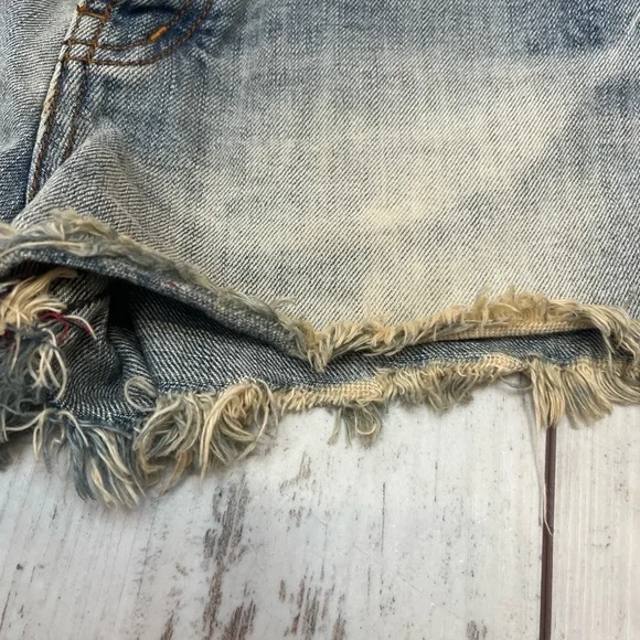 Free People High Waisted Denim Shorts Light Wash Distressed Size 24 NWOT - Picture 13 of 16